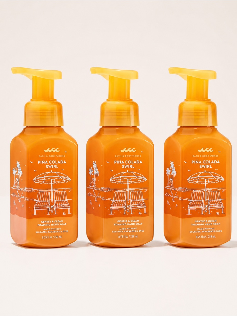 Bath and Body Works NWT Trending Piña Colada Swirl Foaming Hand Soap Set of 3
